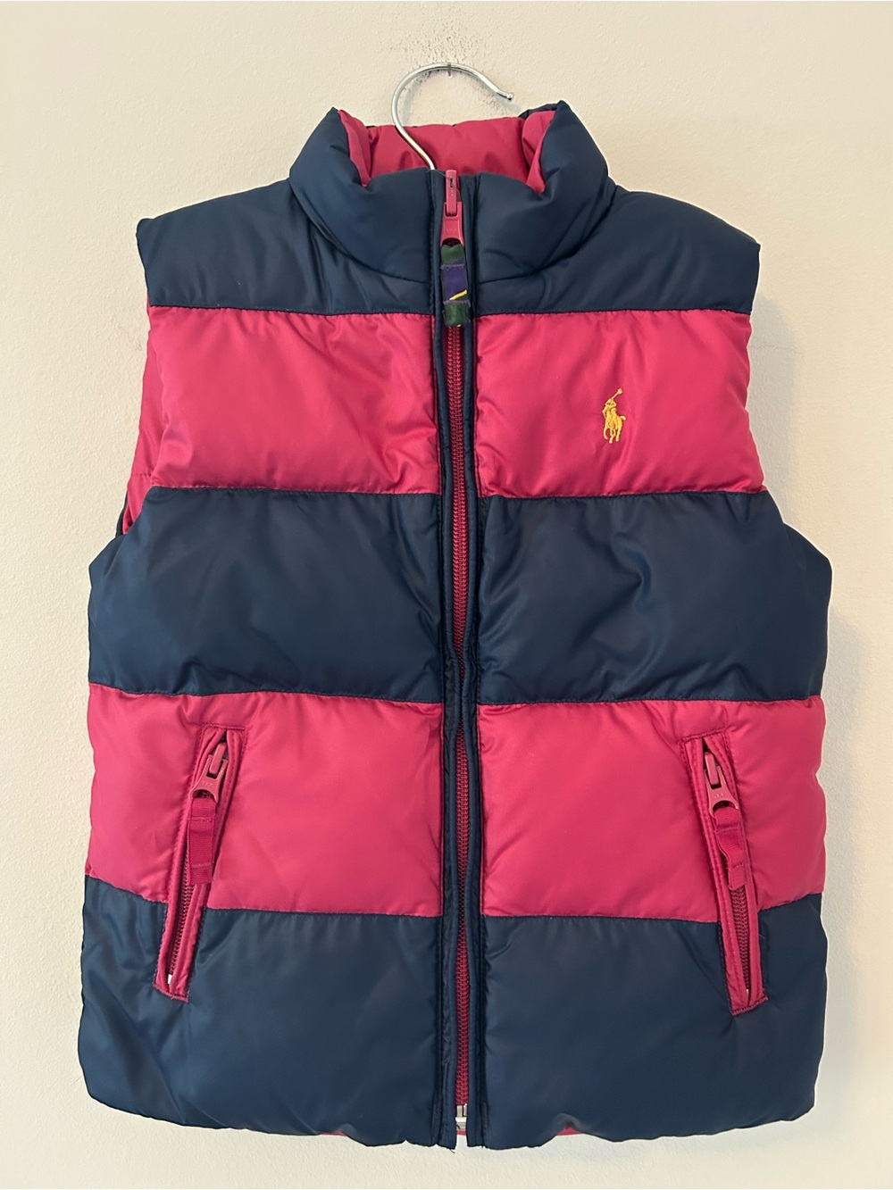 Ralph Lauren Navy & Pink Reversible Puffer Vest Girls Size 5